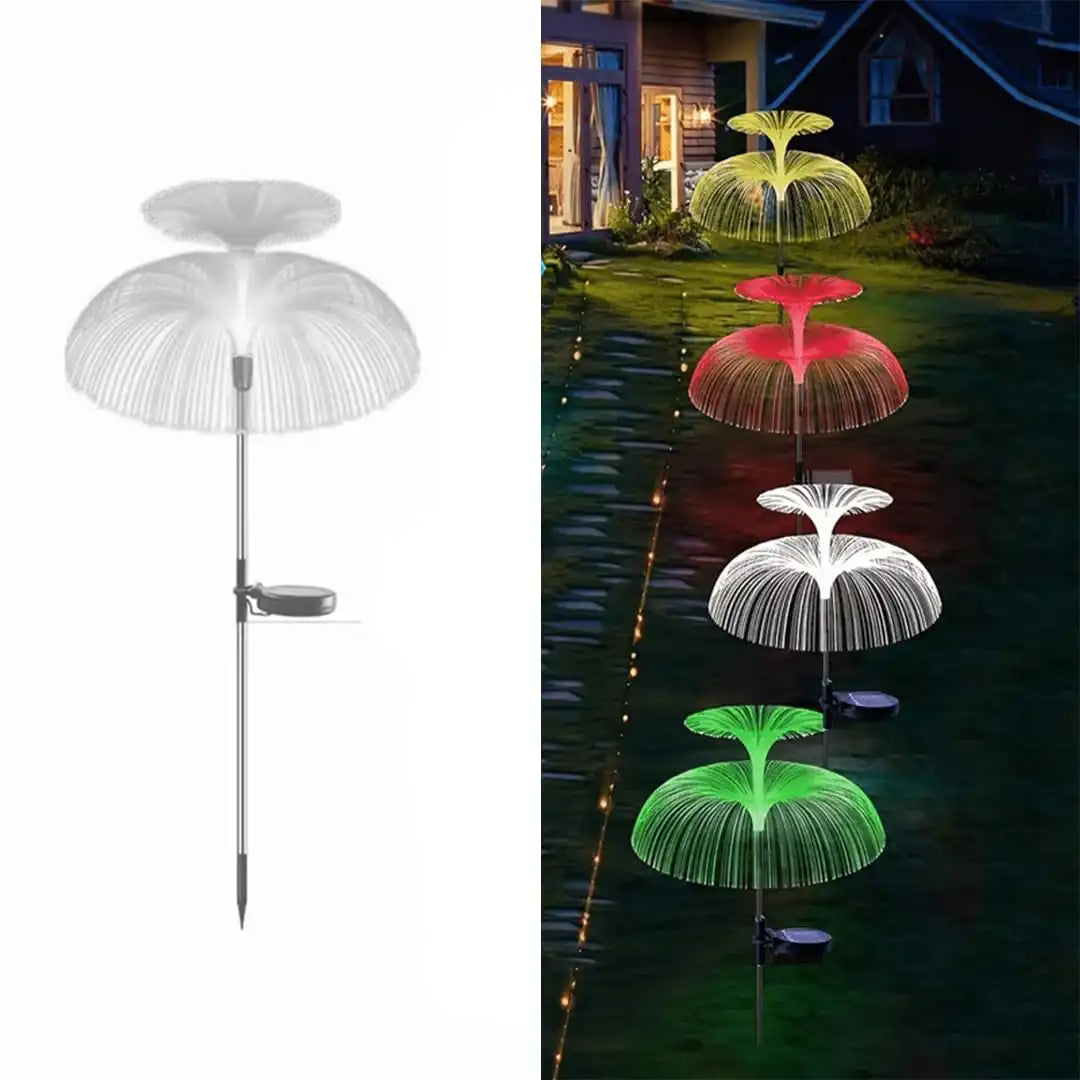 Hardoll Solar Decorative jellyfish Light 7 Color Changing Fountain Shaped Waterproof Outdoor Home Garden Pathway Lawn Driveway (Double Layer)
