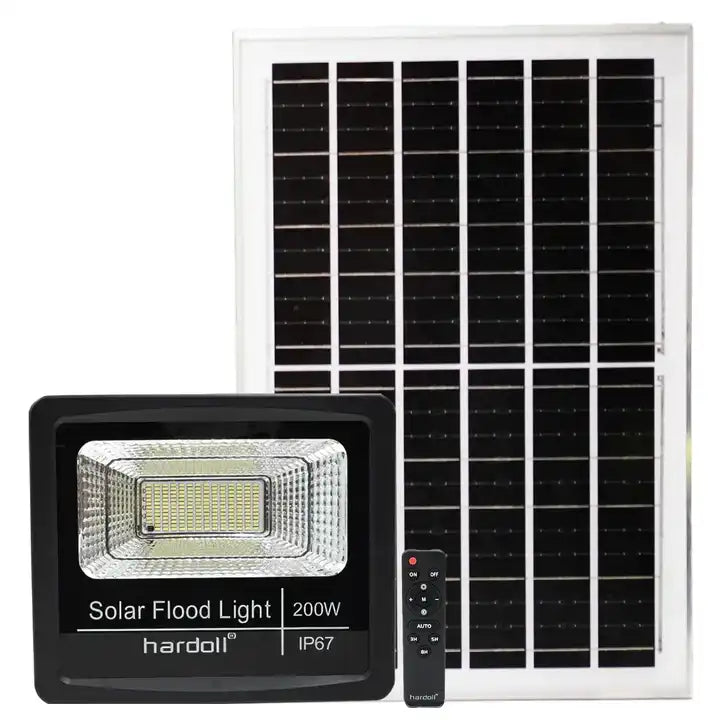 Hardoll Solar Flood Light 200W with Remote Control water proof (Cool white)