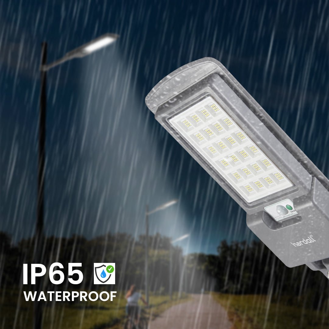 Hardoll 120W All in One Solar Street Light LED Outdoor Waterproof Lamp for Home Garden,ABS Upgraged Model (Cool White-Pack of 1) - Hardoll