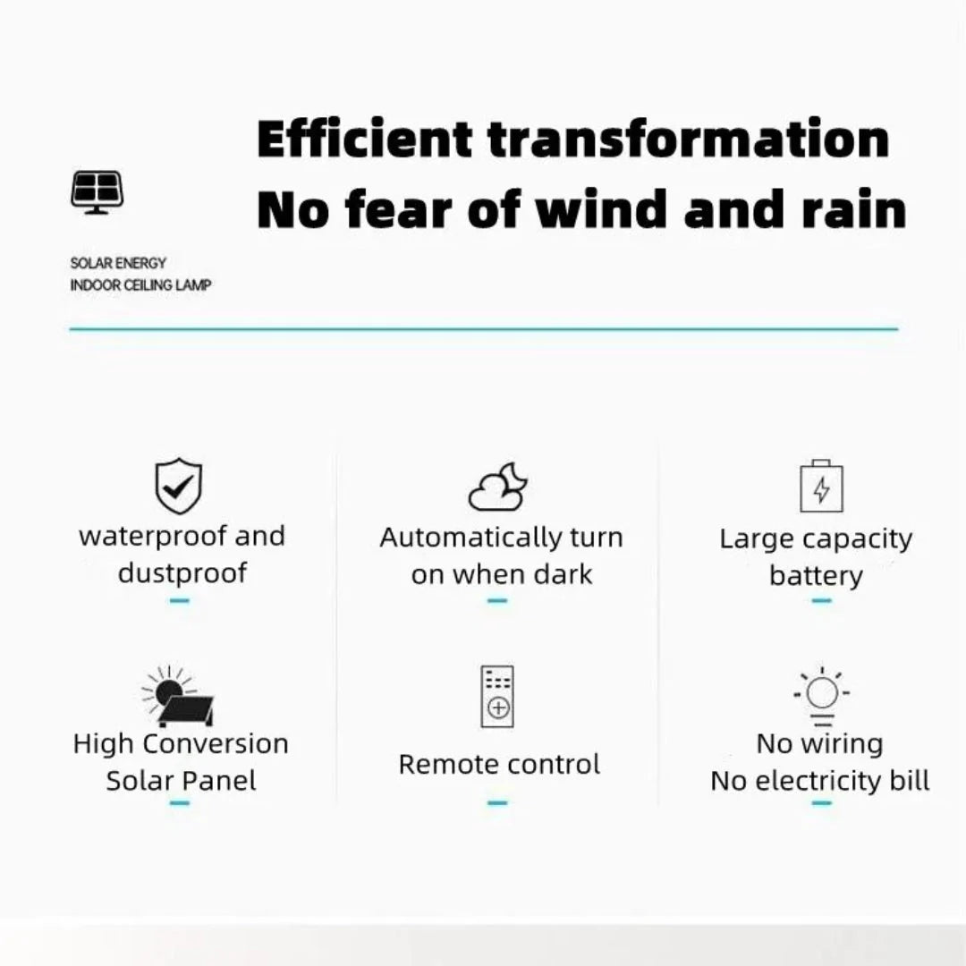 Hardoll 200W Solar Light Outdoor LED Waterproof Garden Indoor Ceiling Lamp - Hardoll