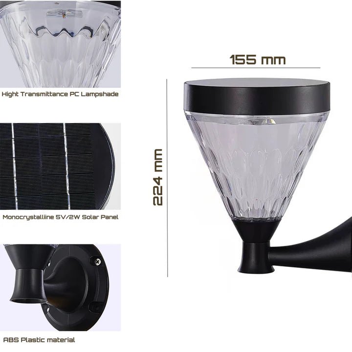 Hardoll Solar LED Decorative Waterproof Wall Lamp for Outdoor Garden Decoration(Pack of 1 - Warm&Cool White, Plastic + PC) - Hardoll