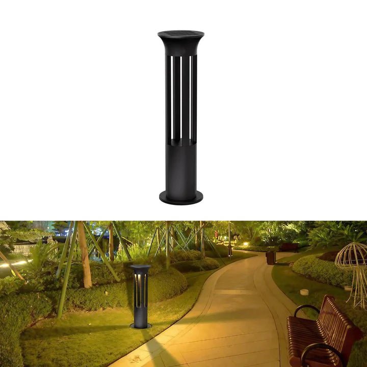 Hardoll Solar Outdoor Round Bollard LED Garden Lights