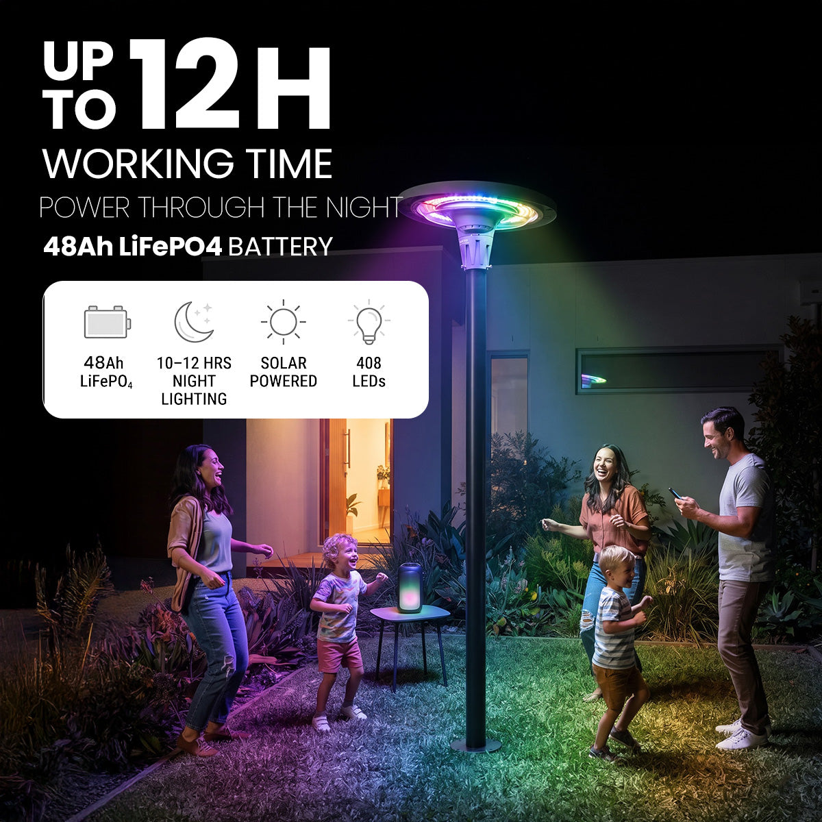 Hardoll 1200W Solar UFO Light – Waterproof LED | Solar Light for Home & Garden Outdoor India (Warm/Cool White+RGB)