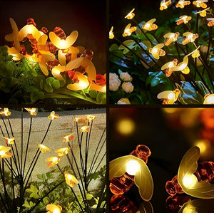 Hardoll Solar Lights Outdoor 6 LED Honey Bee Lamp for Home Garden Waterproof Decoration (Warm White-Pack of 1)