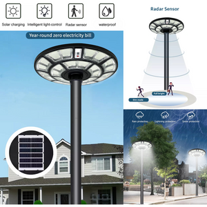 Hardoll 500W Solar UFO Light for Home Garden LED Lamp Waterproof Outdoor Lantern Lamp(Cool White)(Pole not Included)