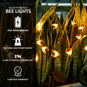 Hardoll Solar Lights Outdoor 6 LED Honey Bee Lamp for Home Garden Waterproof Decoration (Warm White-Pack of 1)