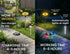 Solar-powered garden light system with charging and working time details.
