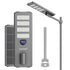 Solar street light system with solar panel and lamp on a white background