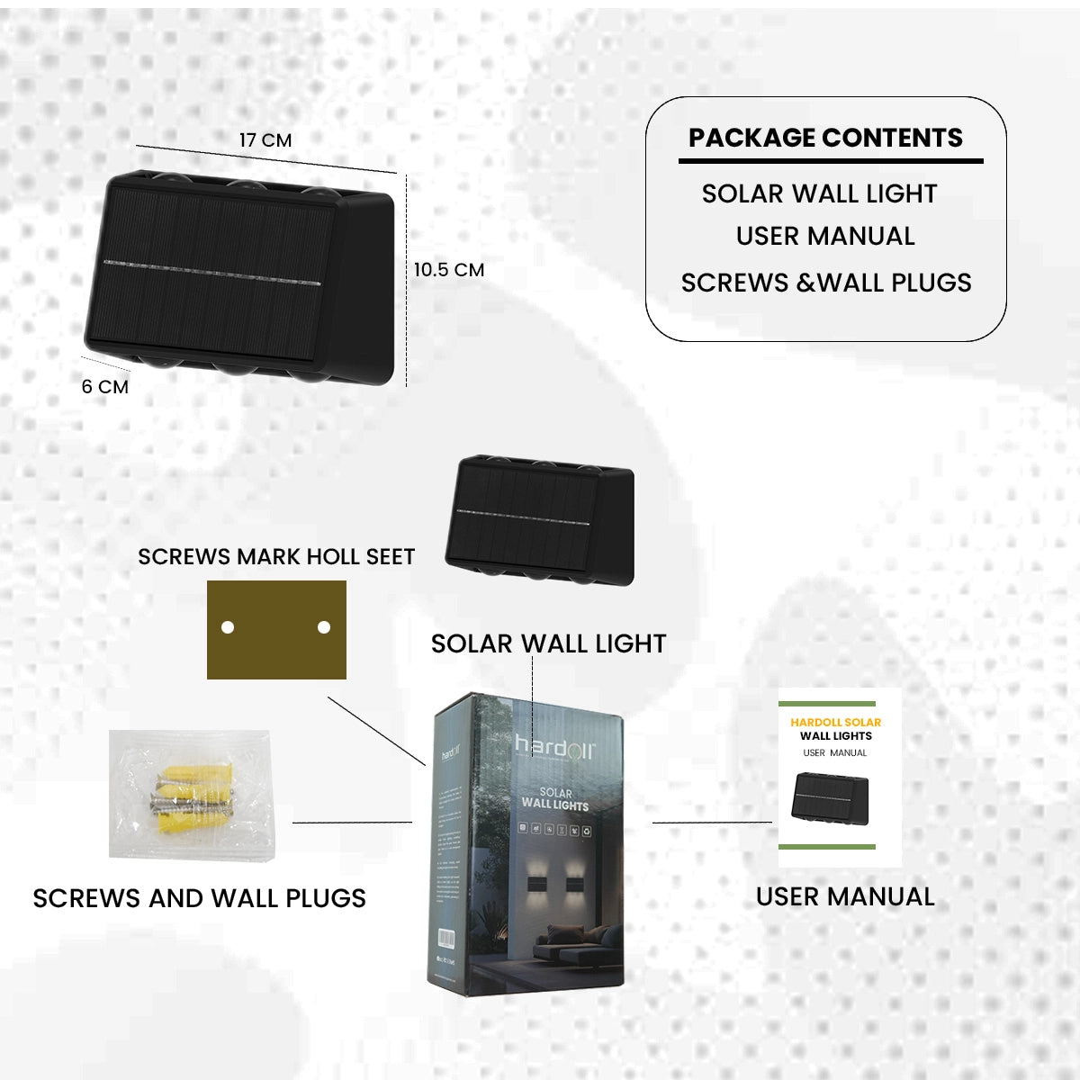 Hardoll waterproof solar wall light