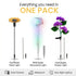 Solar lights with sunflower, RGB spike, and hydrangea flower design on a white background.