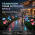 Elegant RGB floral lighting for outdoor spaces with a modern house in the background.