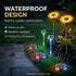 Solar garden lights with waterproof design text overlay