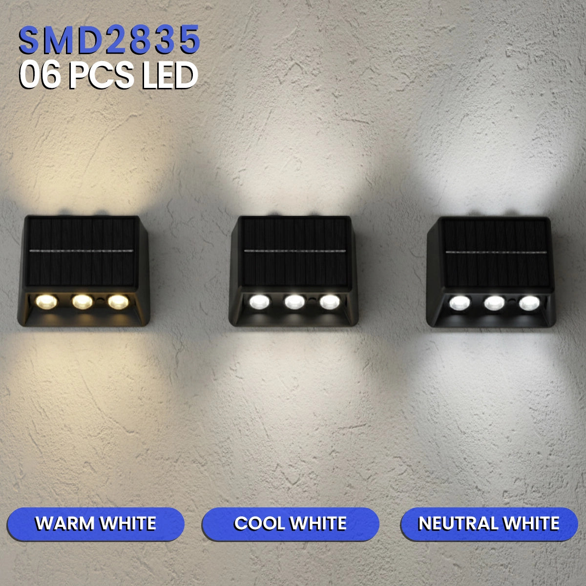 6 led solar wall light