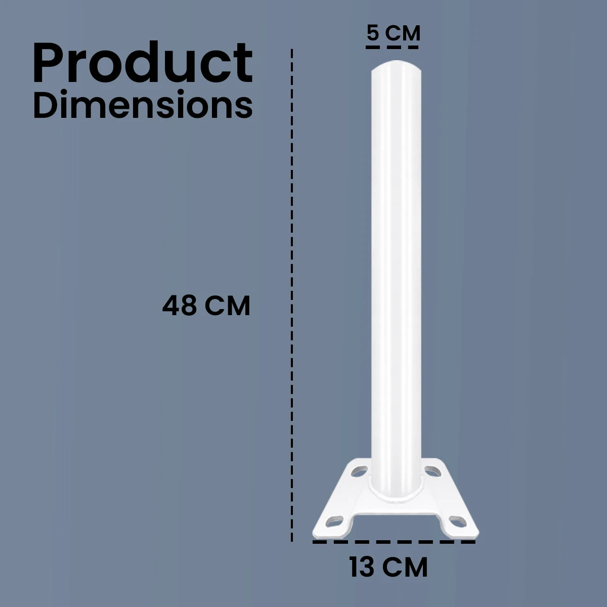 White cylindrical product with dimensions labeled on a blue background