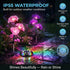 Solar-powered flower lights with waterproof IP55 rating in outdoor setting