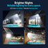 LED lights in various settings with text 'Brighter Nights' and product details.