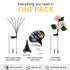 Set of solar-powered garden lights including a firefly light, ground spike, RGB light, and flower light on a white background.