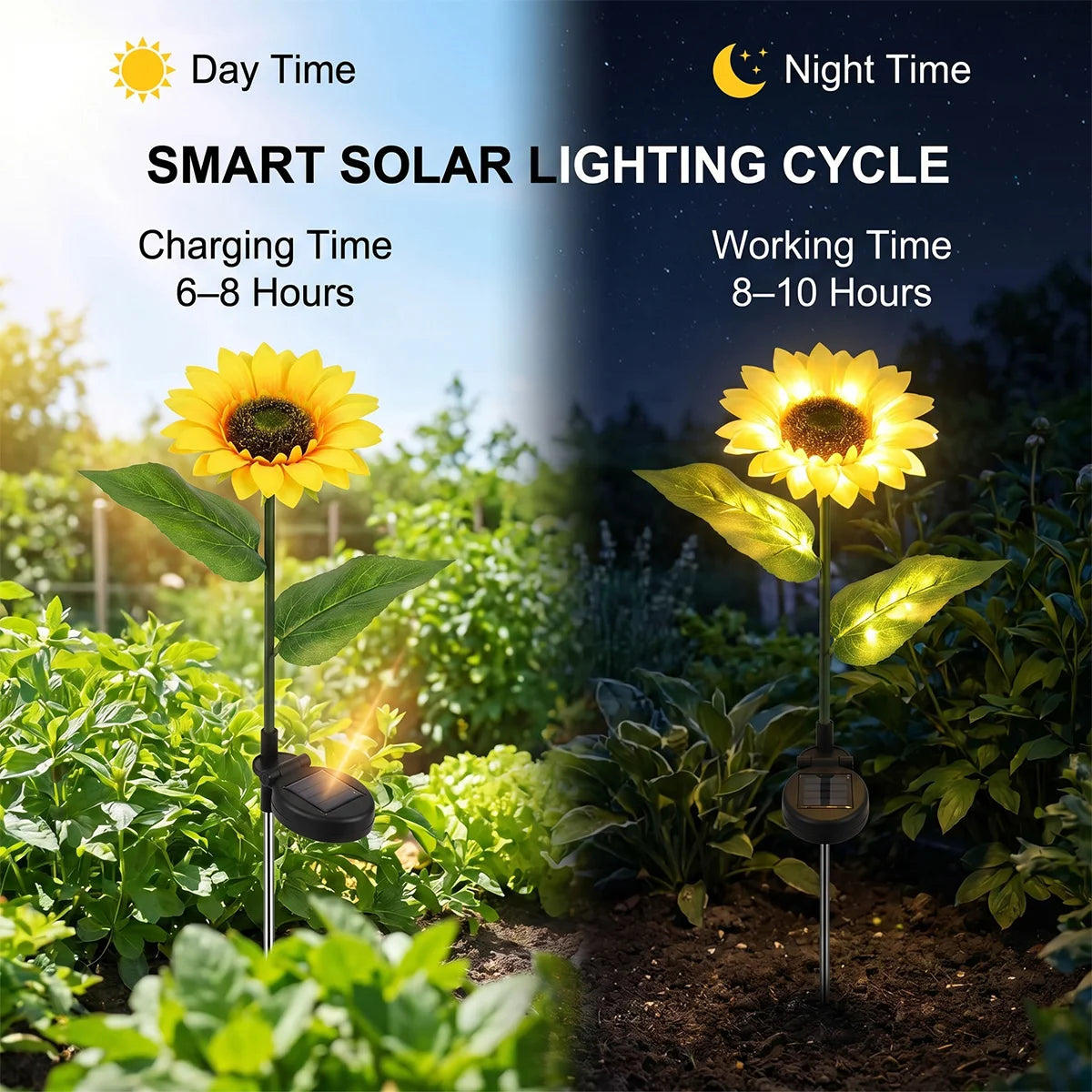 Hardoll 9 LED Solar Sunflower Garden Light Outdoor – Waterproof | Solar Light for Home India Warm White