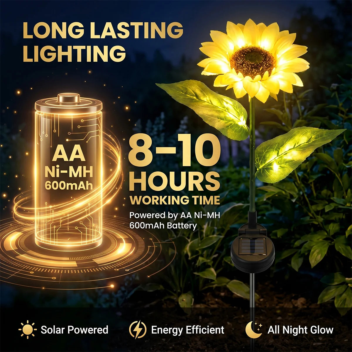 Hardoll 9 LED Solar Sunflower Garden Light Outdoor – Waterproof | Solar Light for Home India Warm White