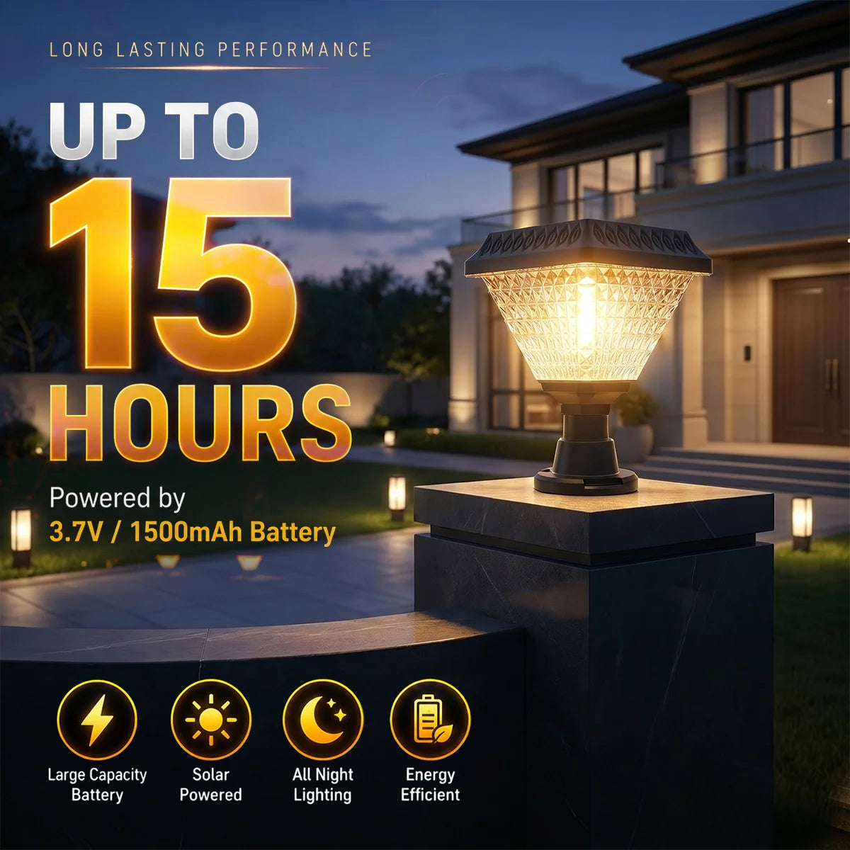 Hardoll 33 LED Solar Pillar & Gate Post Light – Waterproof | Solar Light for Home & Garden India Warm White+RGB