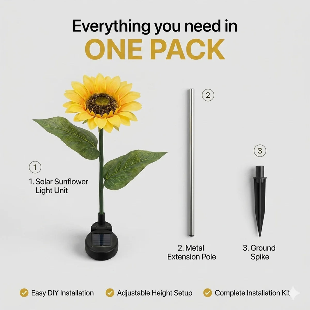 Hardoll 9 LED Solar Sunflower Garden Light Outdoor – Waterproof | Solar Light for Home India Warm White
