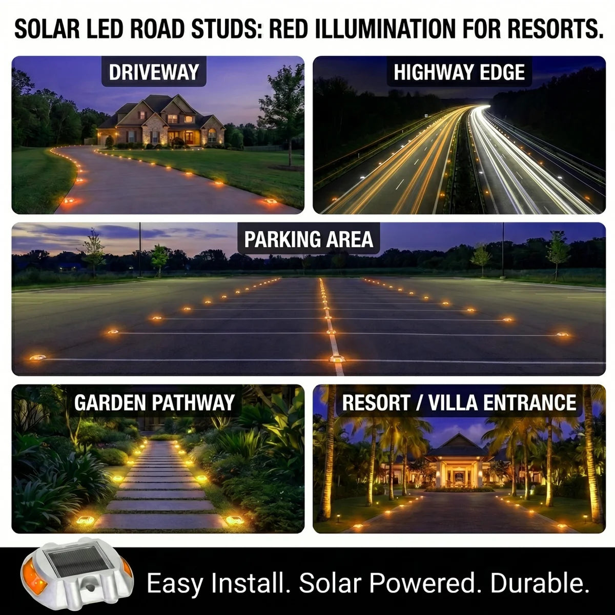 Hardoll Solar Dock & Step Light – 6 LED, Yellow Flashing, Waterproof | Solar Light for Home, Driveway & Garden India