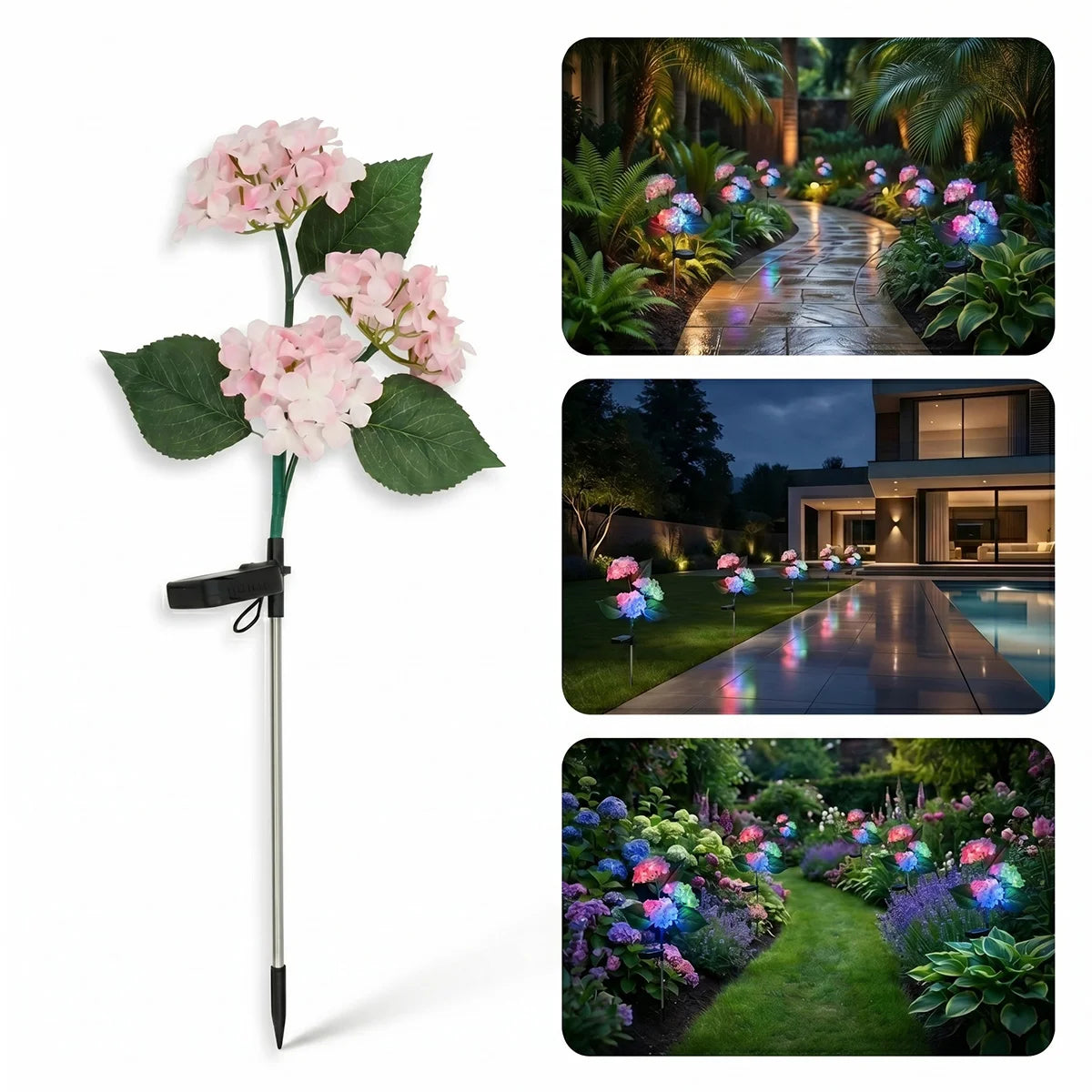 Hardoll Solar Hydrangea Flower Decorative Light – RGB, Waterproof | Solar Light for Home & Garden Outdoor India Pink