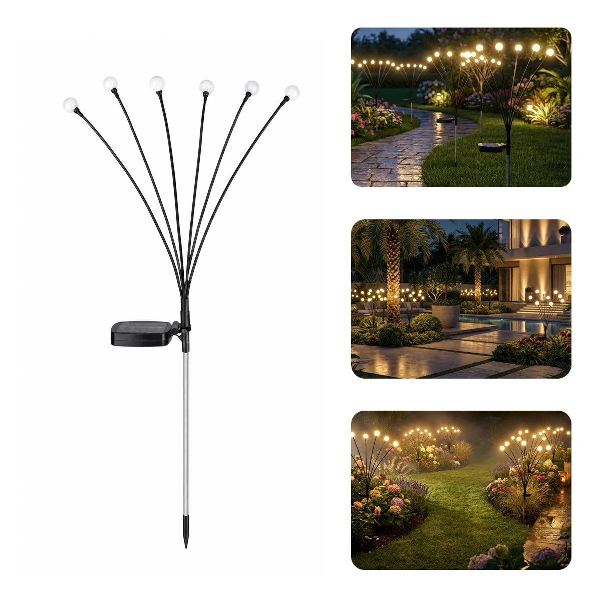 Hardoll 6 LED Solar Firefly Garden Decoration Light – Waterproof | Solar Light for Home India Warm White