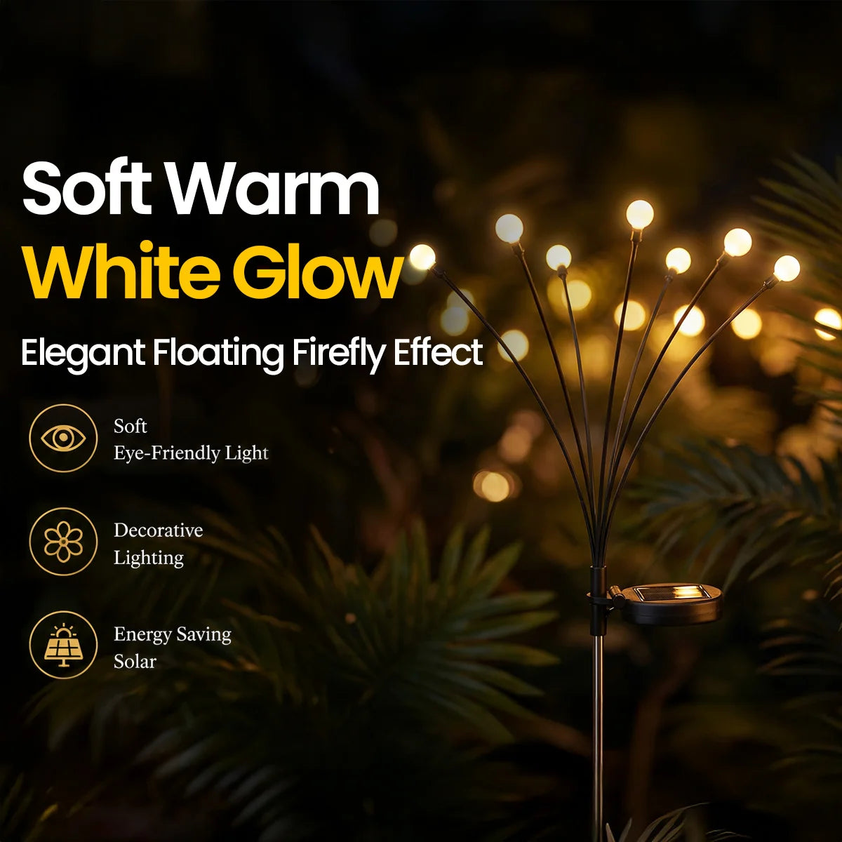 Hardoll 6 LED Solar Firefly Garden Decoration Light – Waterproof | Solar Light for Home India Warm White