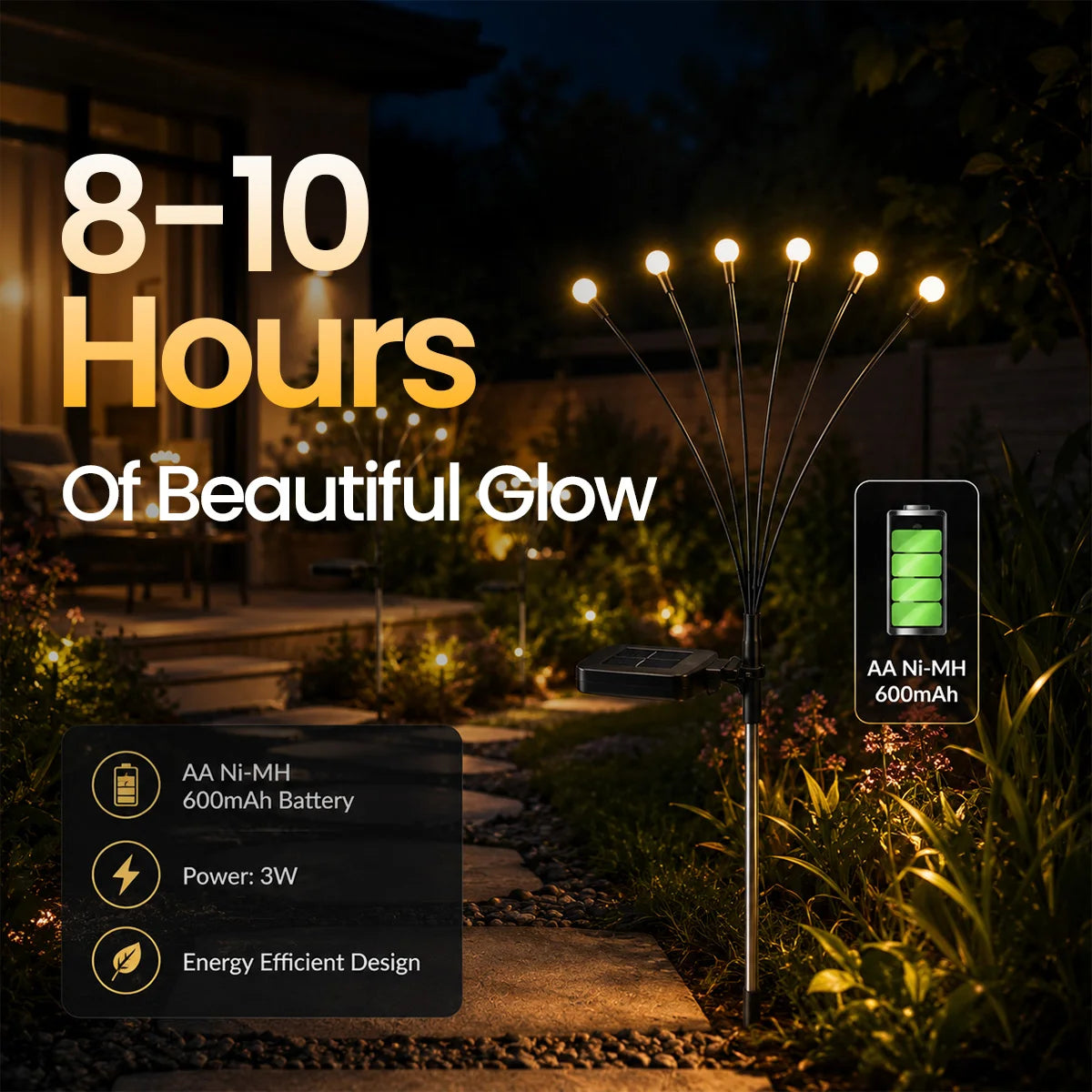 Hardoll 6 LED Solar Firefly Garden Decoration Light – Waterproof | Solar Light for Home India Warm White