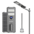 Solar street light system with controller and pole on a white background