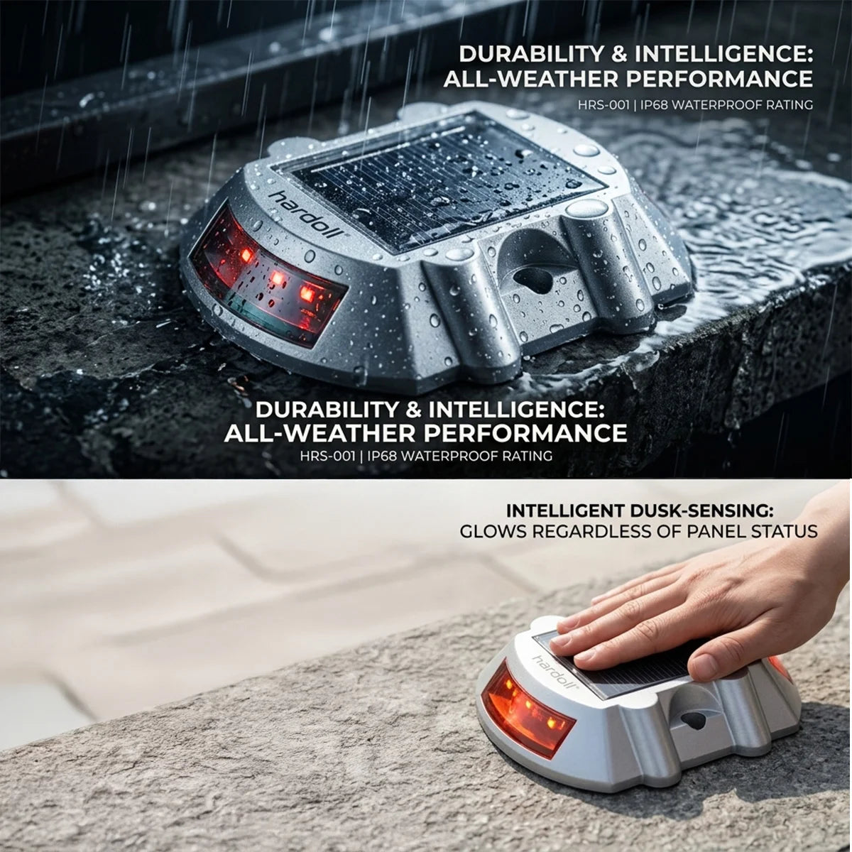 Hardoll Solar Road Stud Light – 6 LED, Red Flashing, Waterproof | Solar Light for Driveway & Pathway India
