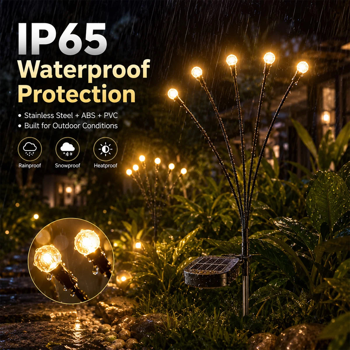 Hardoll 6 LED Solar Firefly Garden Decoration Light – Waterproof | Solar Light for Home India Warm White