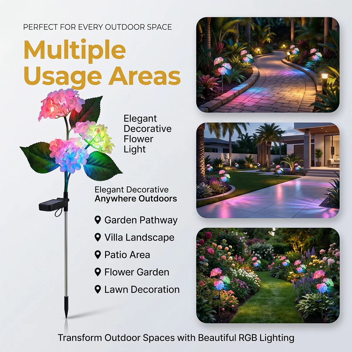 Hardoll Solar Hydrangea Flower Decorative Light – RGB, Waterproof | Solar Light for Home & Garden Outdoor India Pink