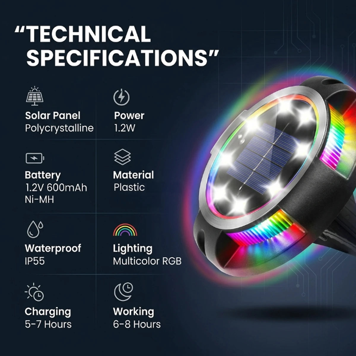 Hardoll Solar Ground Light – RGB+White Decorative, Waterproof | Solar Light for Home, Garden & Pathway India