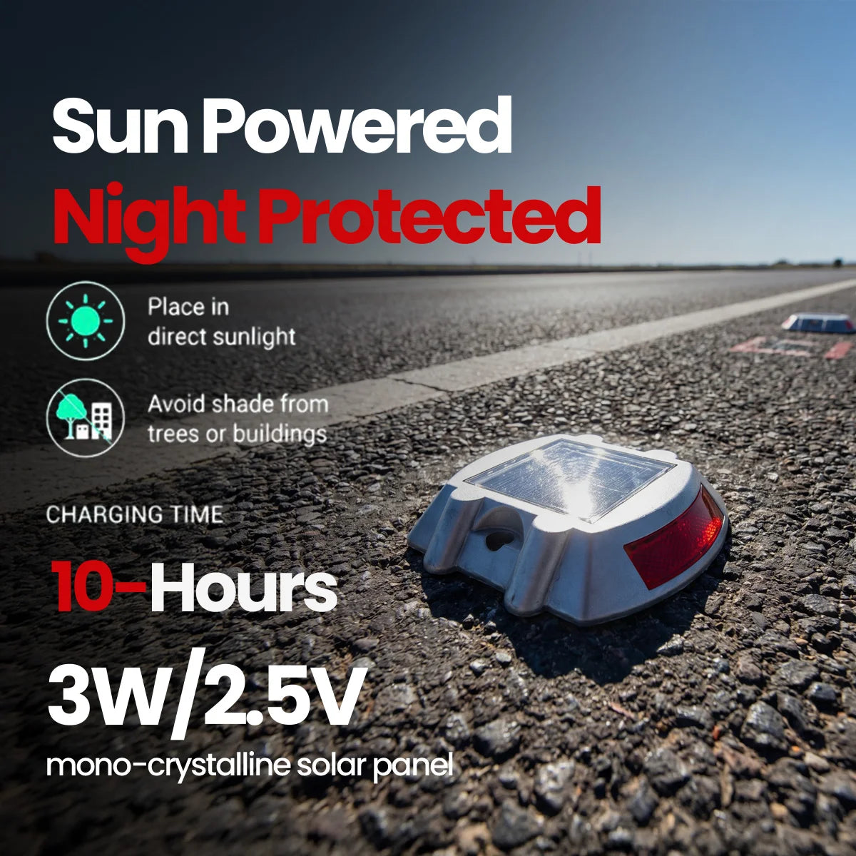 Hardoll Solar Road Stud Light – 6 LED, Red Flashing, Waterproof | Solar Light for Driveway & Pathway India