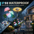 Solar-powered outdoor lights with waterproof feature, used in a modern garden setting.