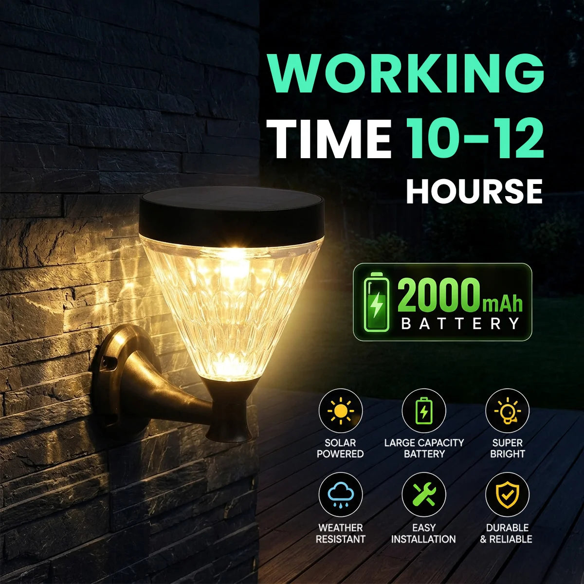 Hardoll Solar Decorative Wall Light – Outdoor Waterproof | Solar Light for Home & Garden Decoration India Warm & Cool White