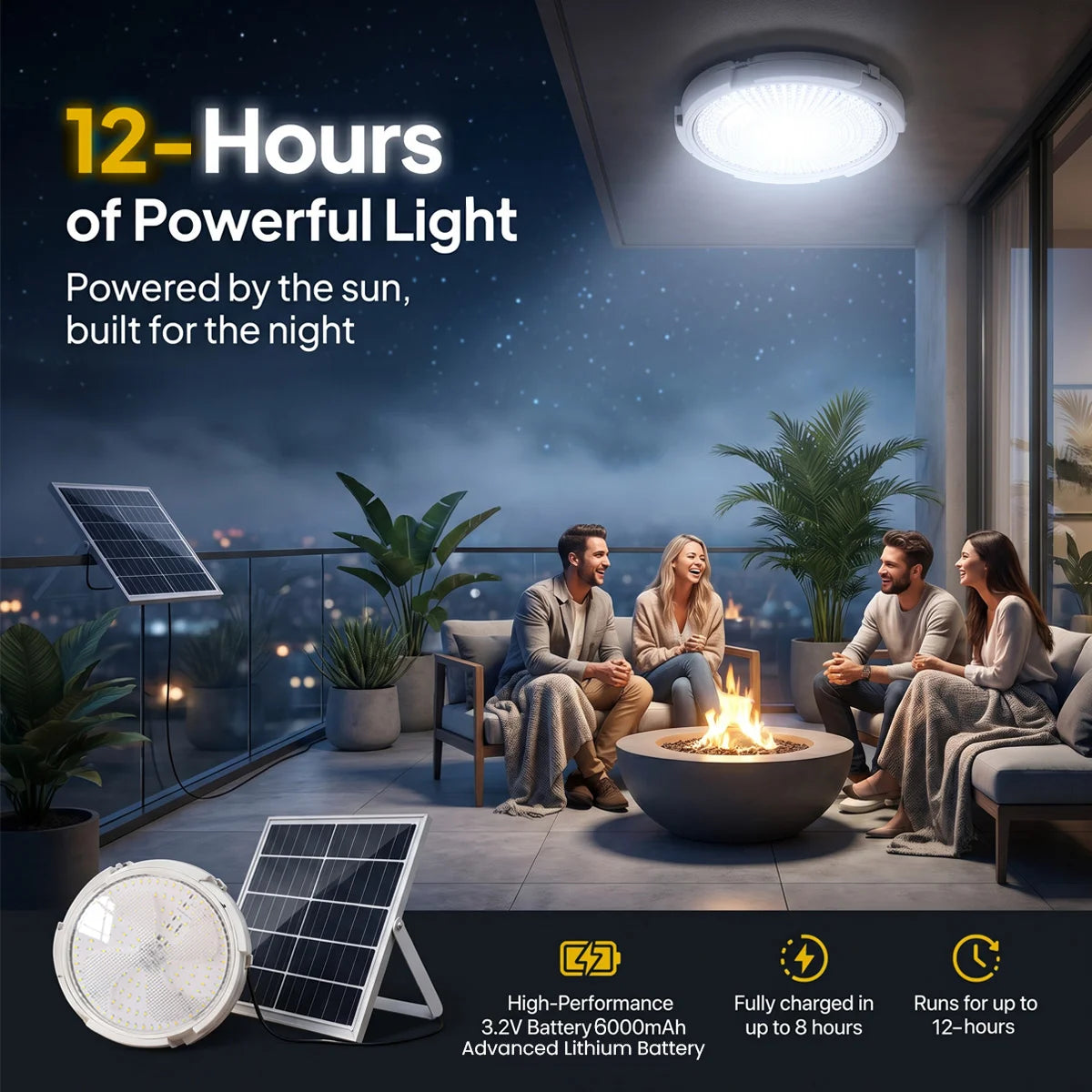 Hardoll 100W Solar Ceiling Light – Outdoor & Indoor LED Waterproof | Solar Light for Home & Garden India