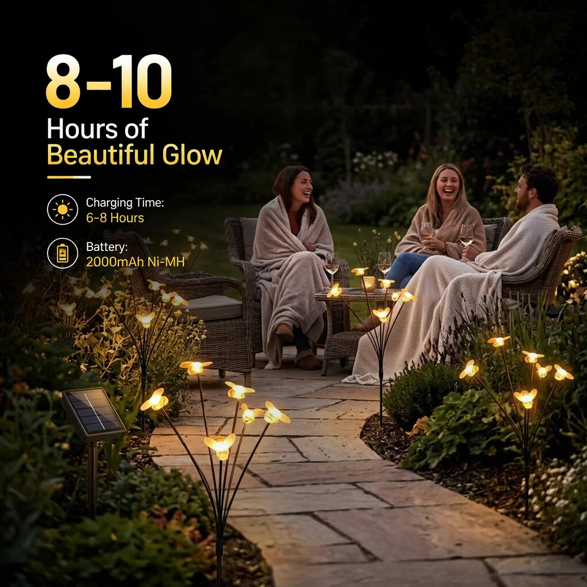 Hardoll 24 LED Solar Honey Bee Garden Light Stake – Waterproof | Solar Light for Home & Garden India (Refurbished, Pack of 4)