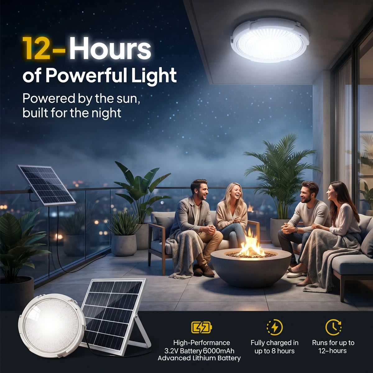 Hardoll 60W Solar Ceiling Light – Outdoor & Indoor LED Waterproof | Solar Light for Home & Garden India