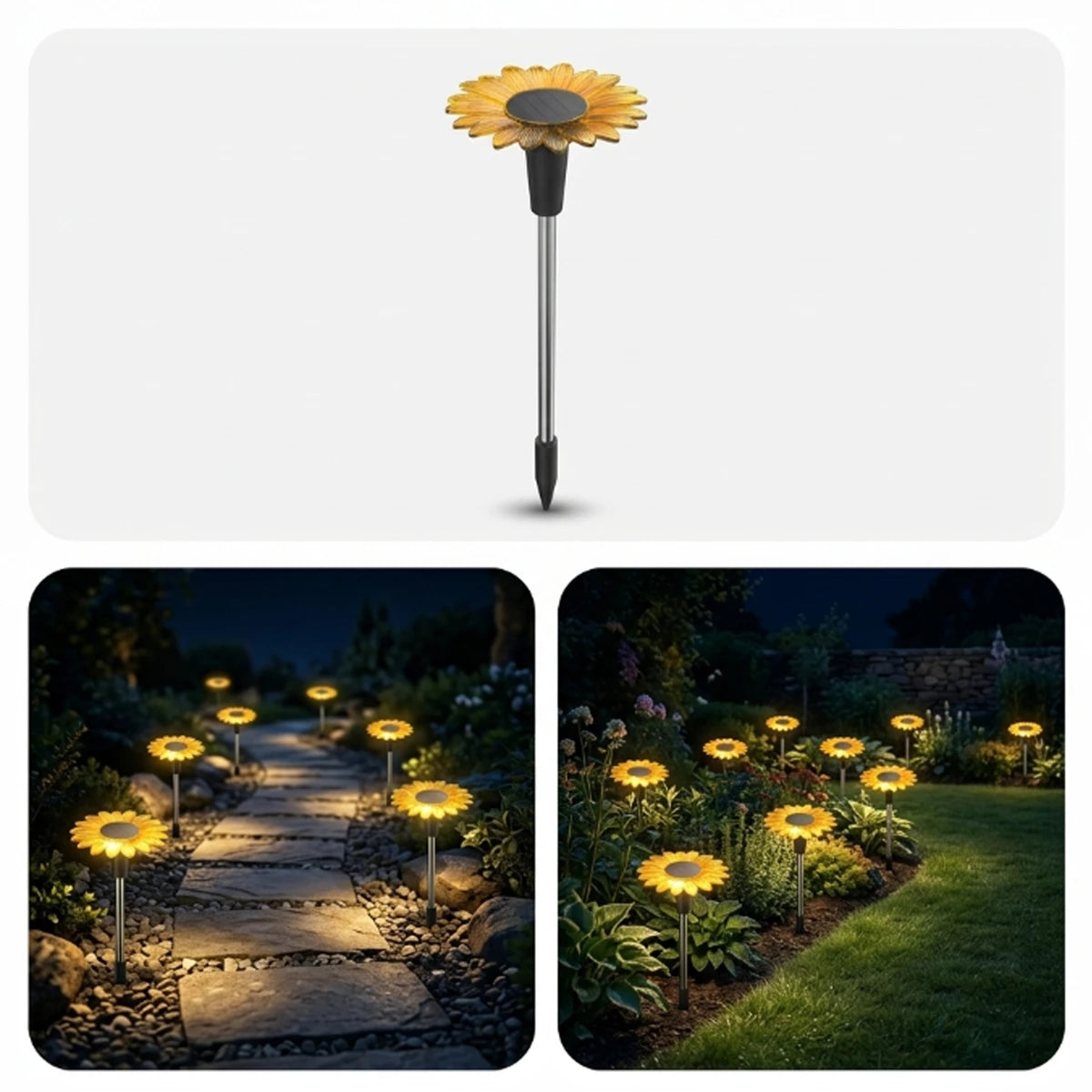 Hardoll Solar Sunflower Garden Decoration Light – Outdoor Waterproof | Solar Light for Home India Warm White (Refurbished, Pack of 4)