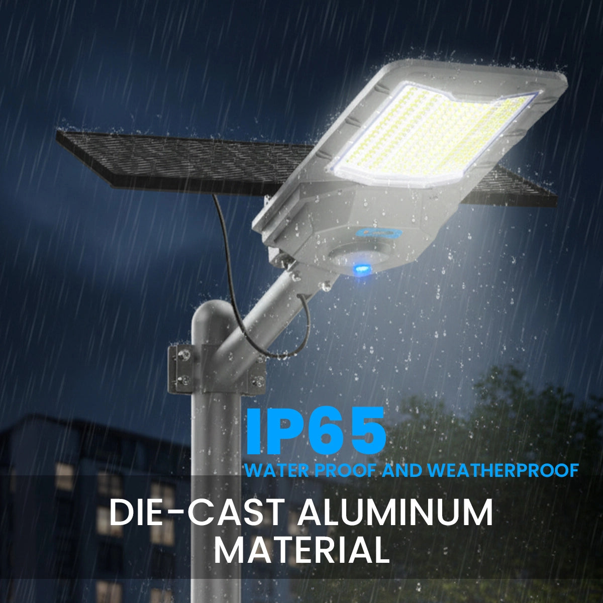 Street light with rainproof feature on a dark background