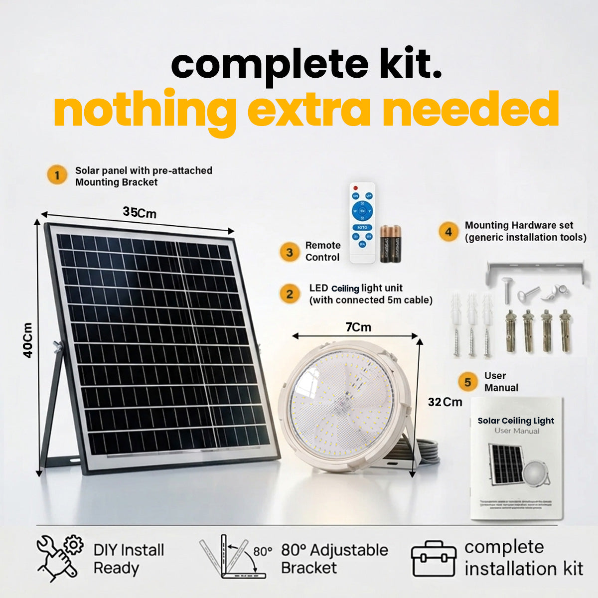 Hardoll 200W Solar Ceiling Light – Outdoor & Indoor LED Waterproof | Solar Light for Home & Garden India