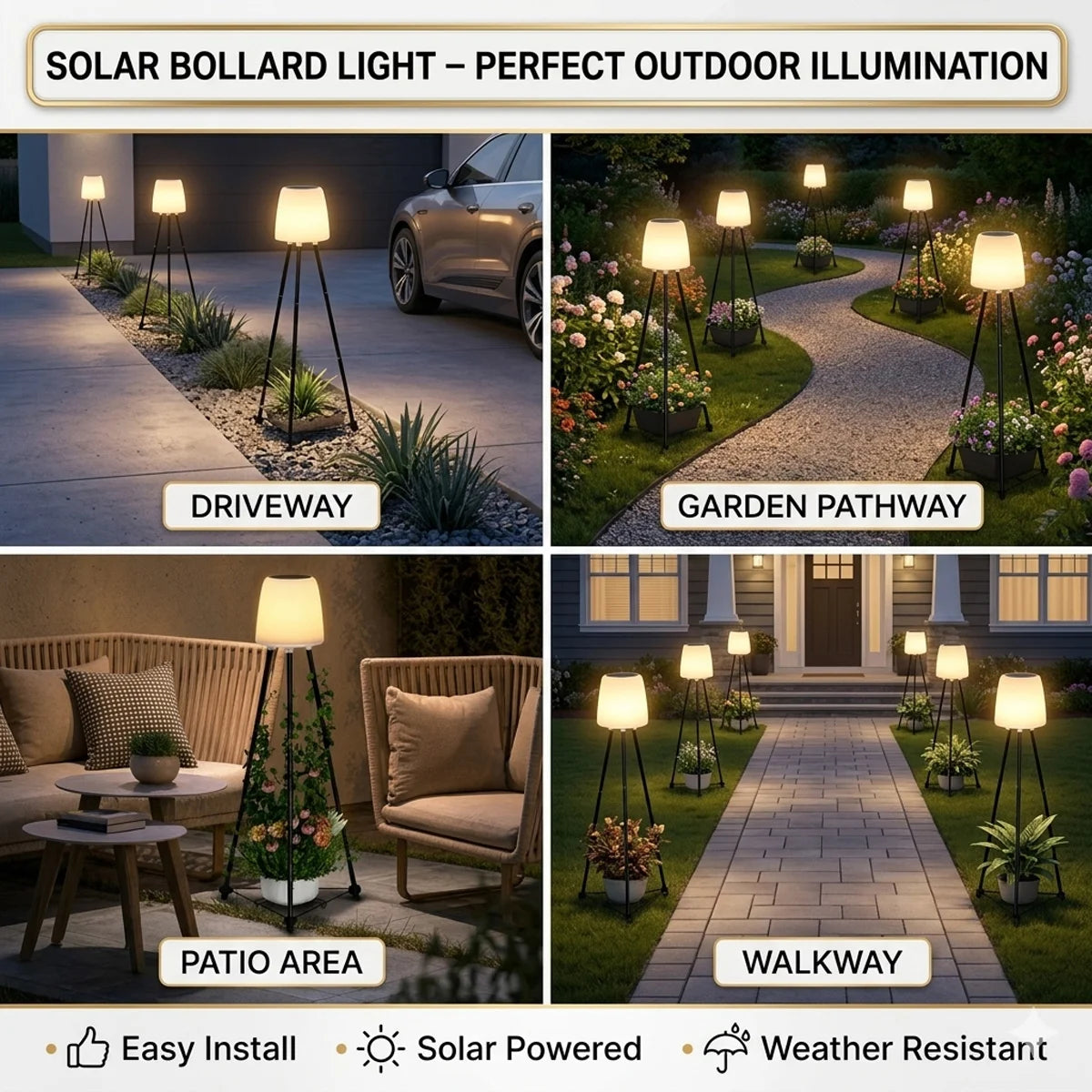 Hardoll 40 LED Solar Bollard Light – Waterproof Lantern with Plant Stand | Solar Light for Pathway, Patio & Garden India