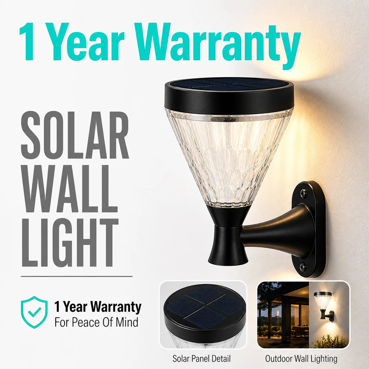 Hardoll Solar Decorative Wall Light – Outdoor Waterproof | Solar Light for Home & Garden Decoration India Warm & Cool White