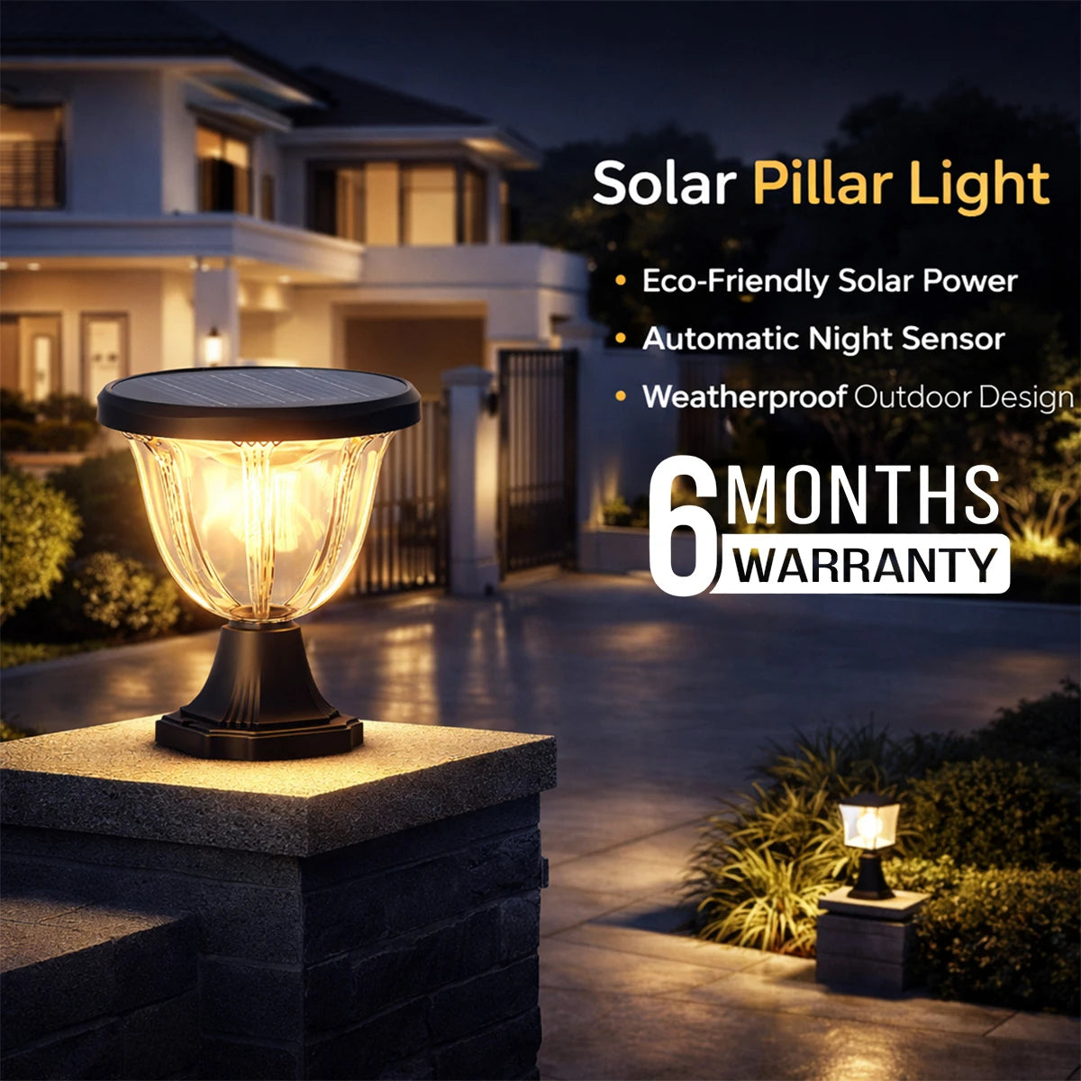 Hardoll Solar Gate Light 72 LED – Outdoor Garden Pillar Lamp with LiFePO4 Battery, IP65 Waterproof, 3 Color Modes & Remote Control (pack of 1)