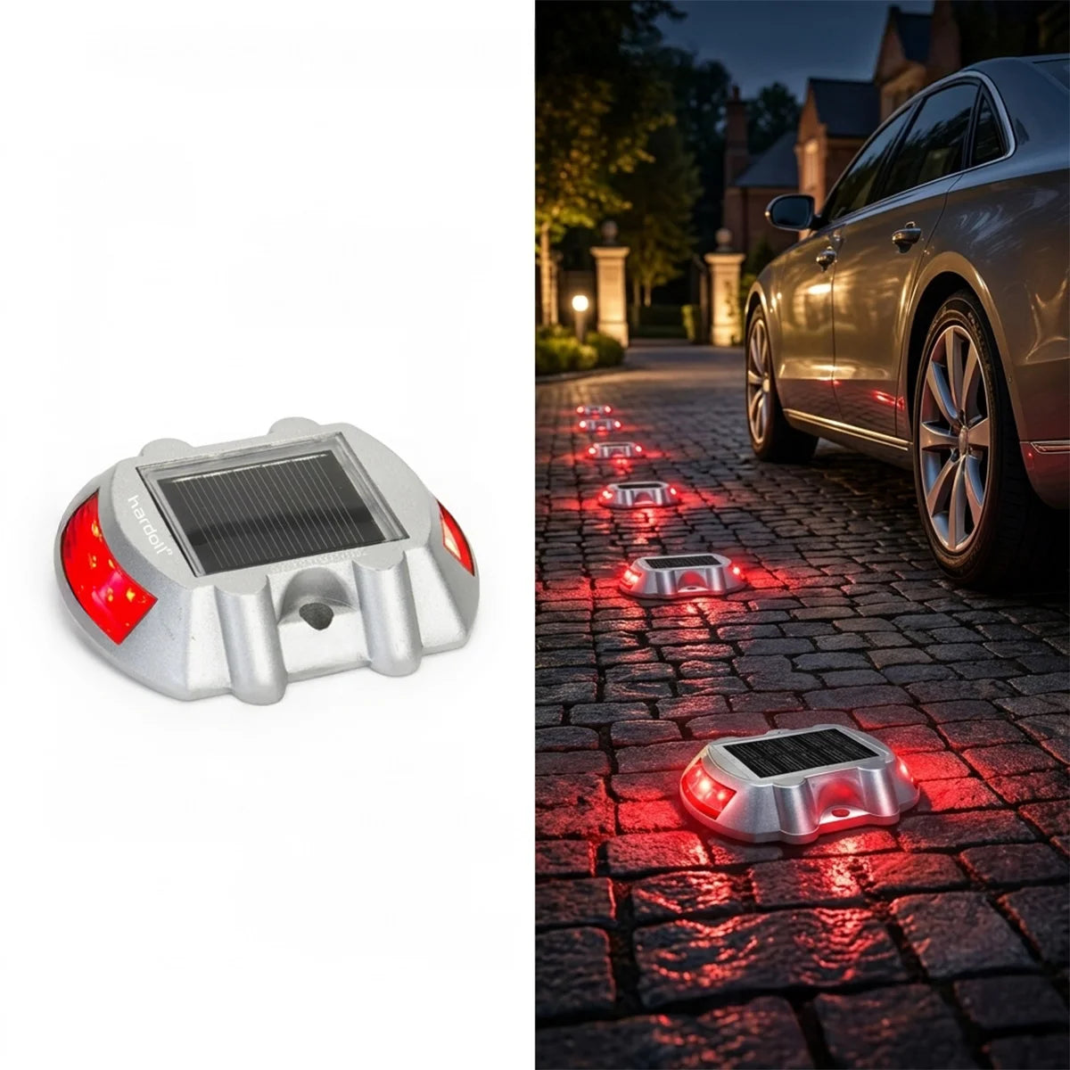 Hardoll Solar Road Stud Light – 6 LED, Red Flashing, Waterproof | Solar Light for Driveway & Pathway India