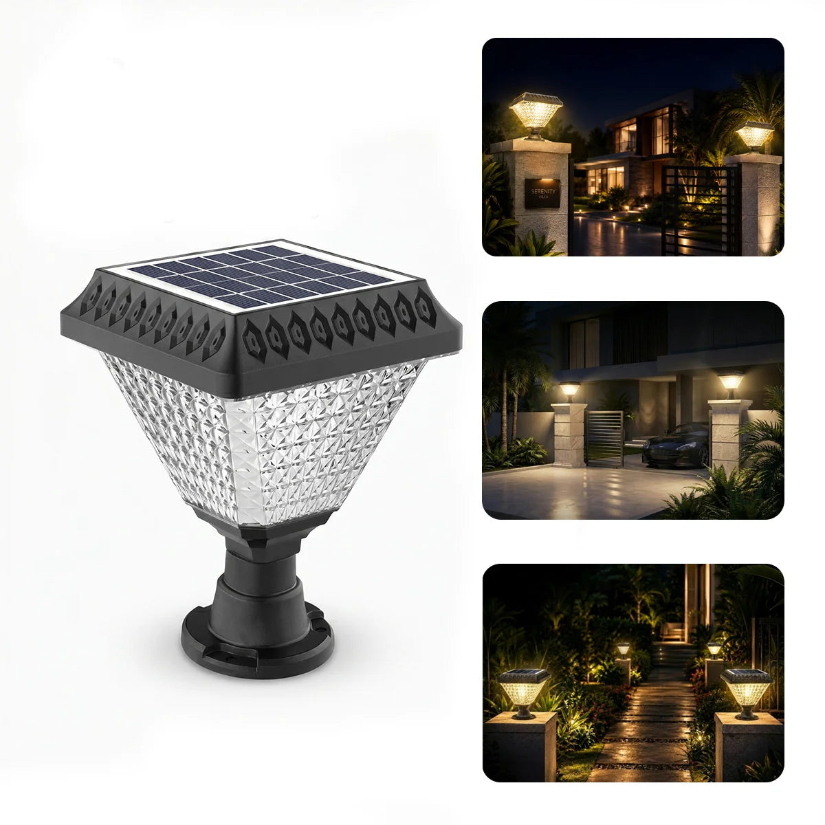 Hardoll 33 LED Solar Pillar & Gate Post Light – Waterproof | Solar Light for Home & Garden India Warm White+RGB