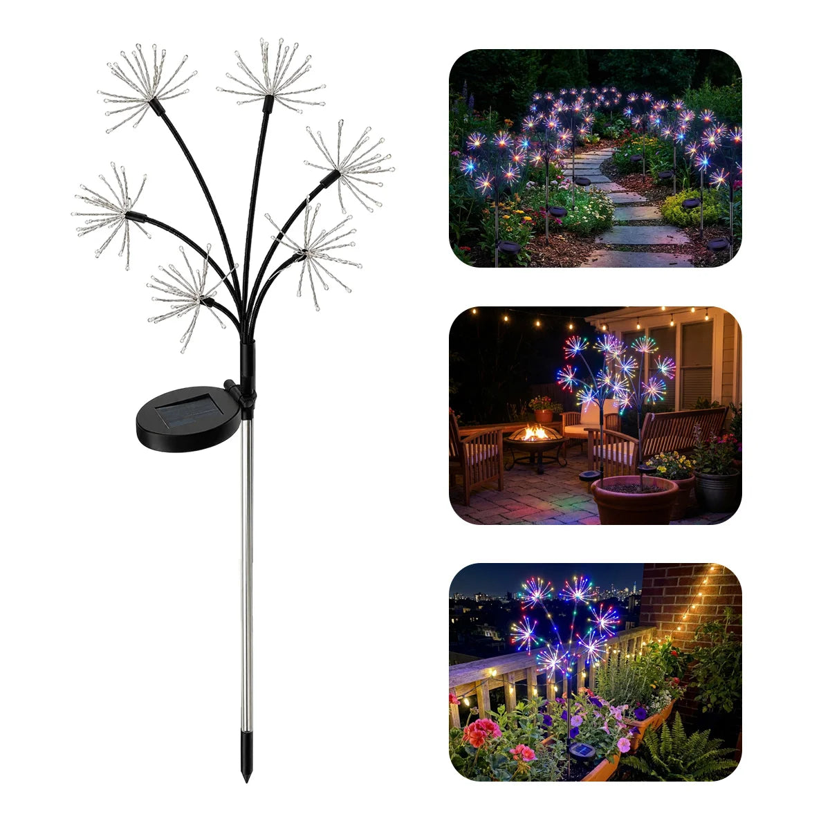 Hardoll Solar Power Lights for Outside – Multicolor Fireworks Decorative | Solar Light for Garden & Pathway India